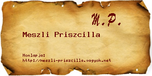 Meszli Priszcilla névjegykártya